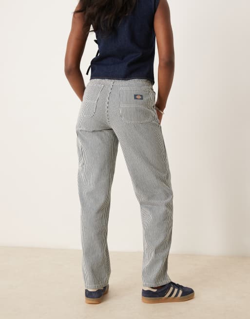 Dickies – Hickory – Marinblårandiga snickarbyxor i denim, 3 av 5