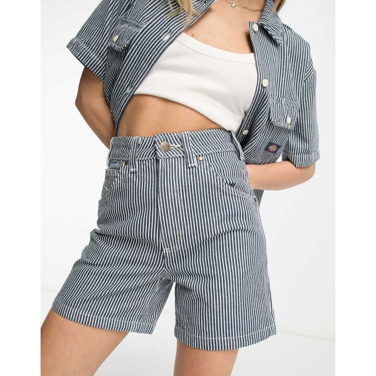 Dickies hickory shorts with stripes in blue co ord