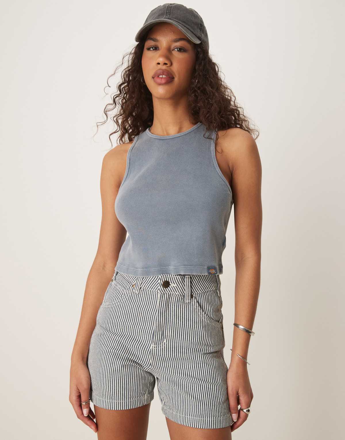 Dickies hickory stripe carpenter shorts in navy