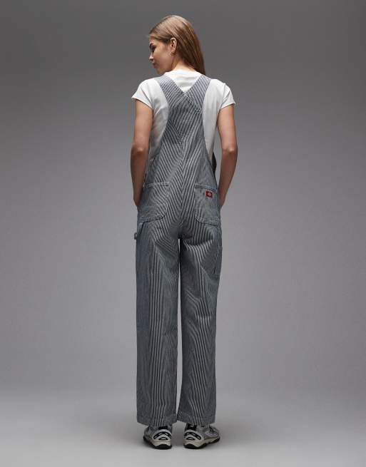 Dickies hickory striped dungarees in blue, 2 of 4