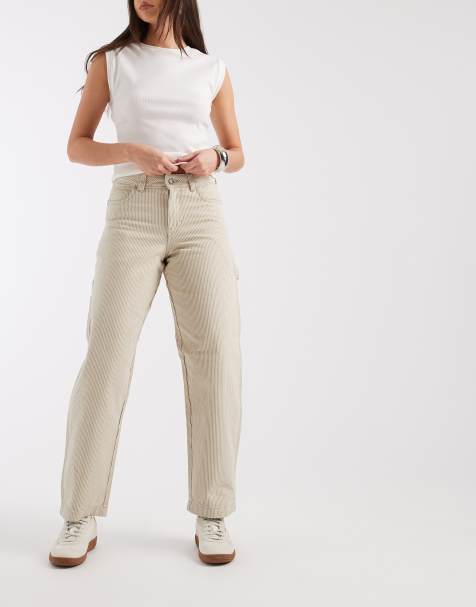 Dickies hickory striped loose straight carpenter trousers in green - view 1