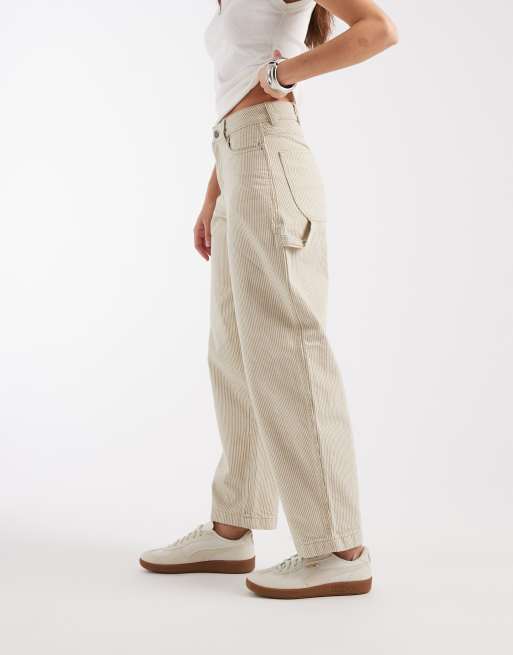 Dickies hickory striped loose straight carpenter trousers in green, 5 of 5