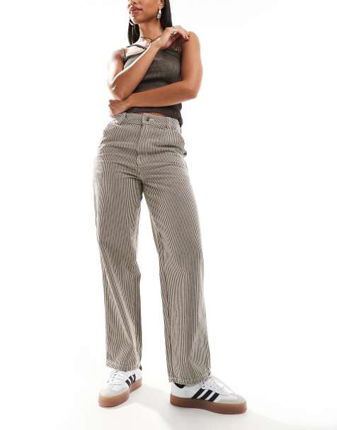 Dickies hickory striped trousers in brown - view 1
