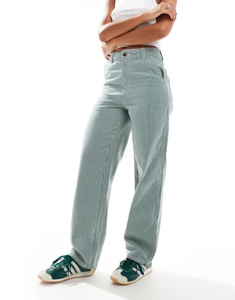 Dickies hickory striped trousers in dark green - view 1