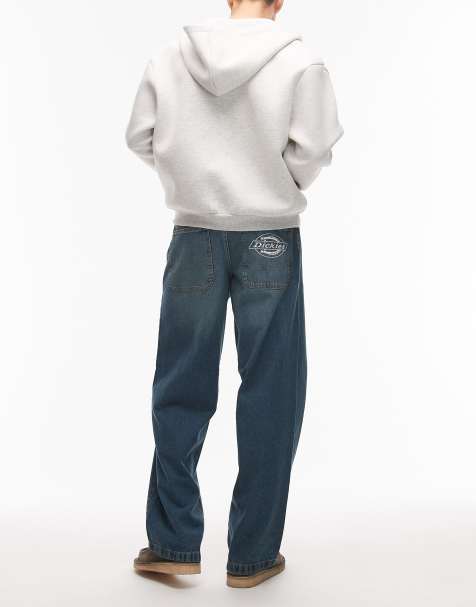 Dickies - Hilham - Baggy fit denim jeans met zak met logo in blauw met kaki tint - view 1