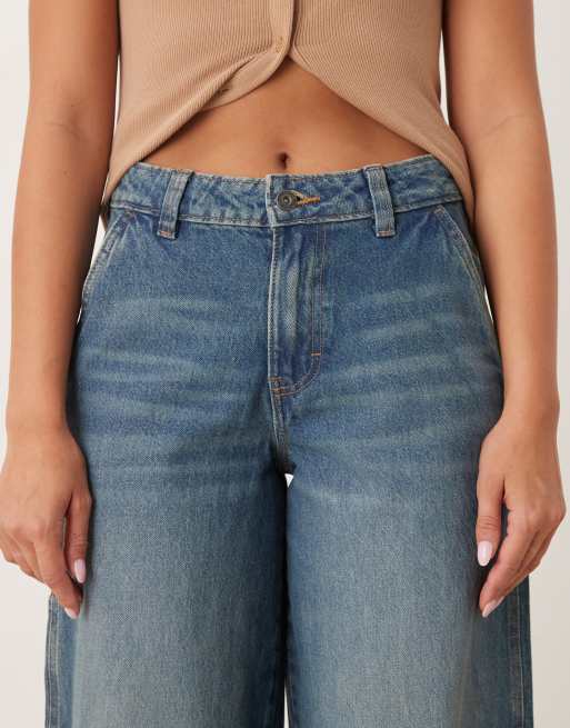 Dickies - Hilham - Denim jeans met wijde pasvorm in kaki-getint blauw met wassing, 4 van 5