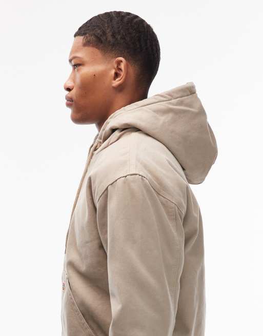 Dickies hilham hooded canvas jacket in light tan, 4 of 5