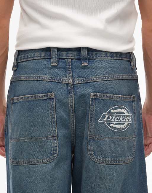 Dickies - Hilham - Jeans larghi blu con sfumatura color kaki e logo sulla tasca, 5 di 5
