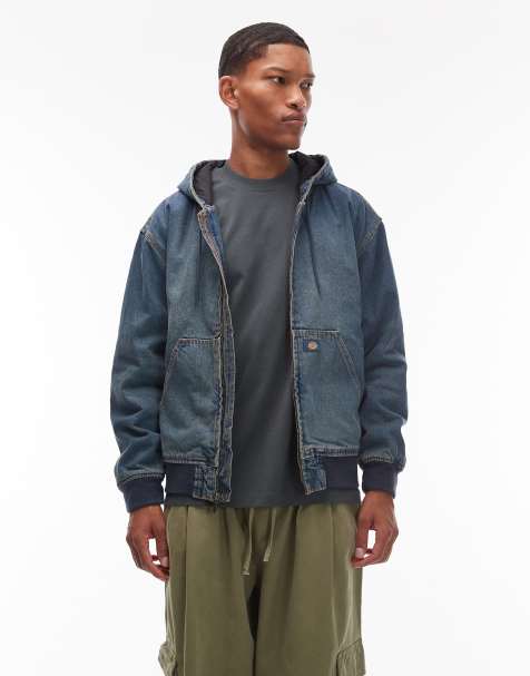 Dickies – Hilham – Jeansjacke in Khaki mit Blautönung und Kapuze - view 1