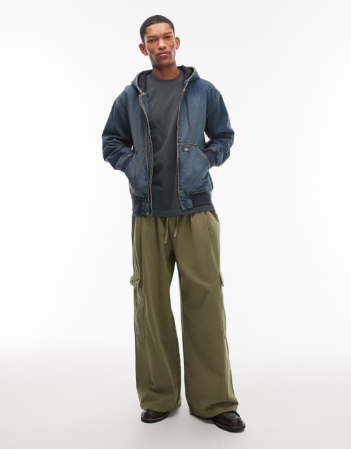 Dickies – Hilham – Niebieska kurtka jeansowa z kapturem barwiona na odcień khaki, 2 z 5