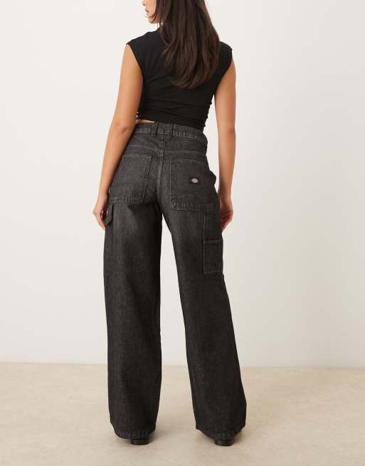 Dickies - Hilham - Vervaagde denim jeans met wijde pasvorm in zwart met wassing, 3 van 5