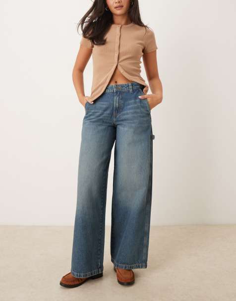 Dickies – Hilham – Wide Fit Denim-Jeans in gewaschenem Khaki-Blau - view 1