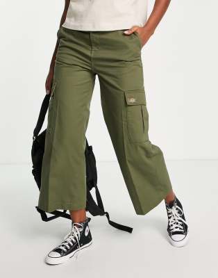 Dickies Crop Wide Leg Cargo Pants In Green