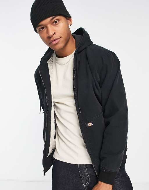 Dickies Hooded Duck canvas jacket in black | ASOS