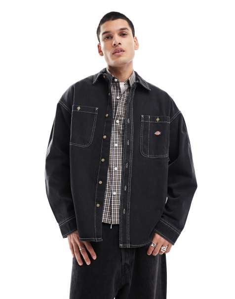Dickies houston denim shirt in washed black - view 1