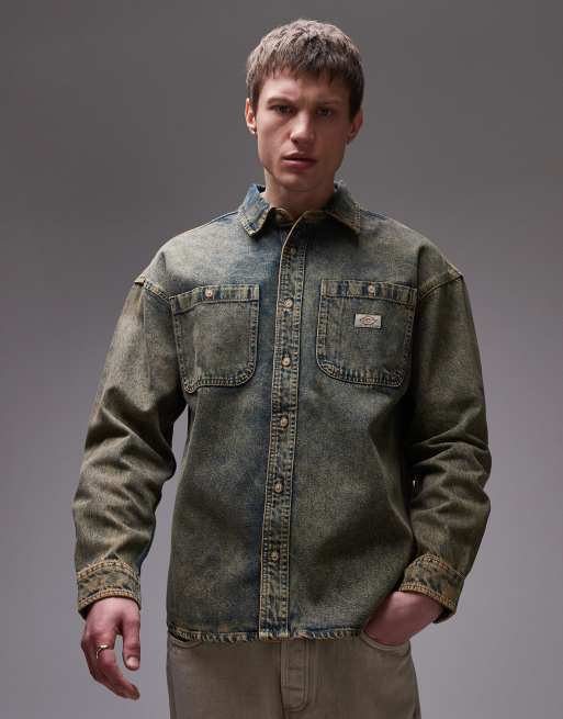 Dickies – Houston – Koszula jeansowa z długimi rękawami w kolorze indygo z żółtym cieniowaniem