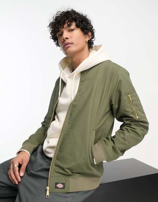 Dark olive sale green bomber jacket