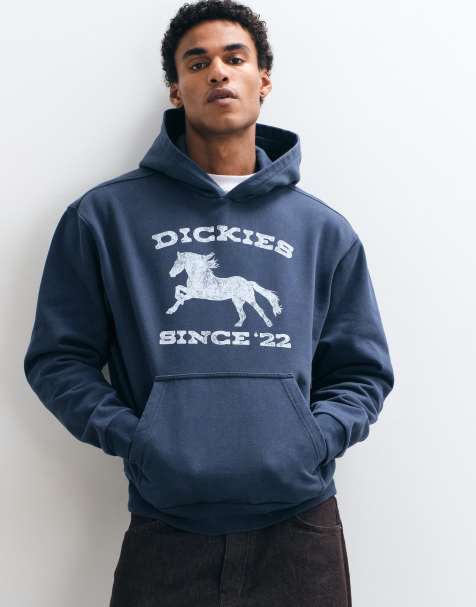 Dickies huvtröja med hästmotiv i marinblått - view 1