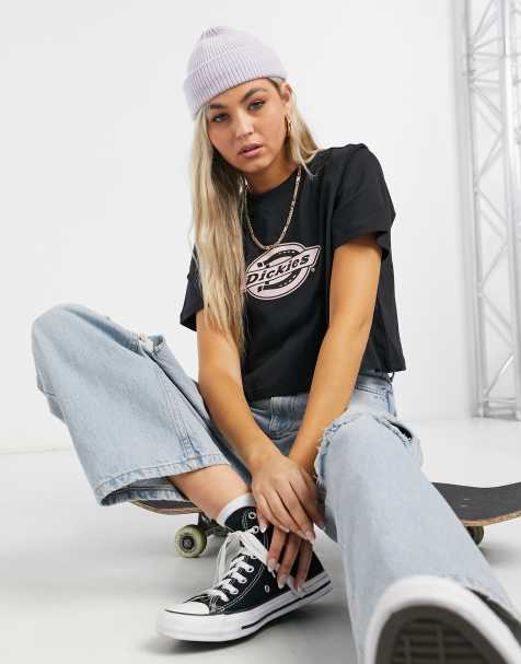 Dickies Icon logo fill cropped t-shirt in black - view 1