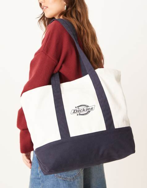 Dickies - Icon - Tote tas van canvas met logo in gebroken wit en marineblauw - view 1