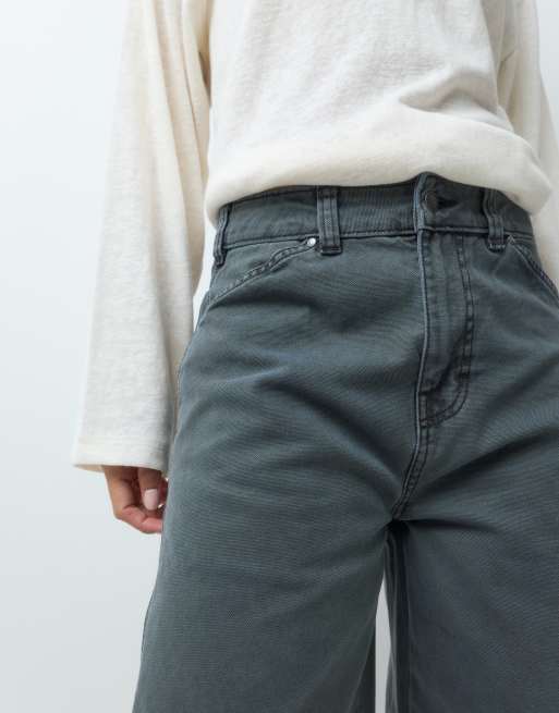 Dickies Imlay low waist barrel leg canvas pant in dark charcoal, 4 of 5