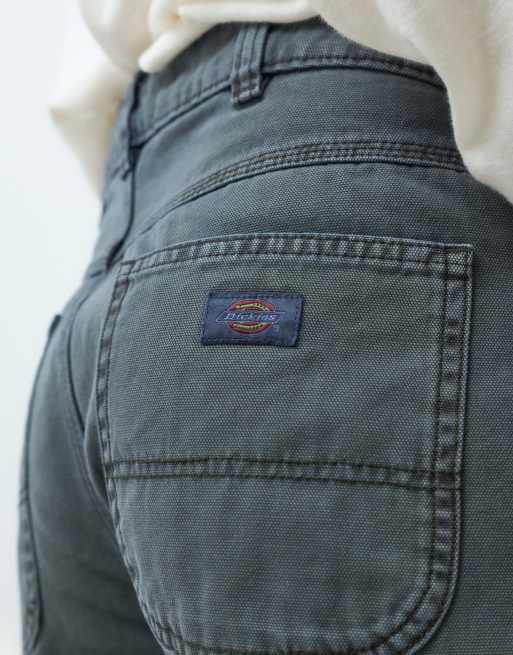 Dickies Imlay low waist barrel leg canvas trouser in dark charcoal, 5 of 5