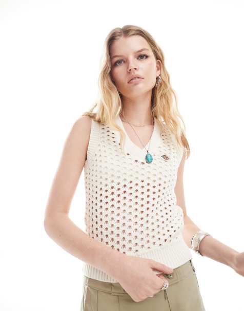 Dickies – Ingalls – Trägertop aus Strick in Wollweiß - view 1