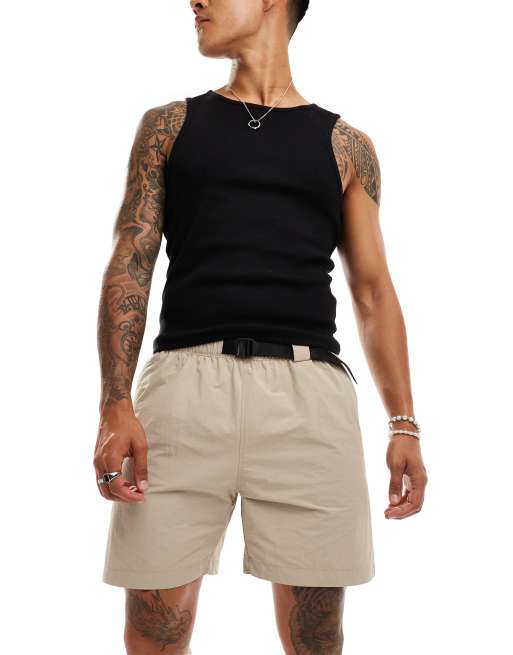 Dickies Jackson tape belt shorts in beige 