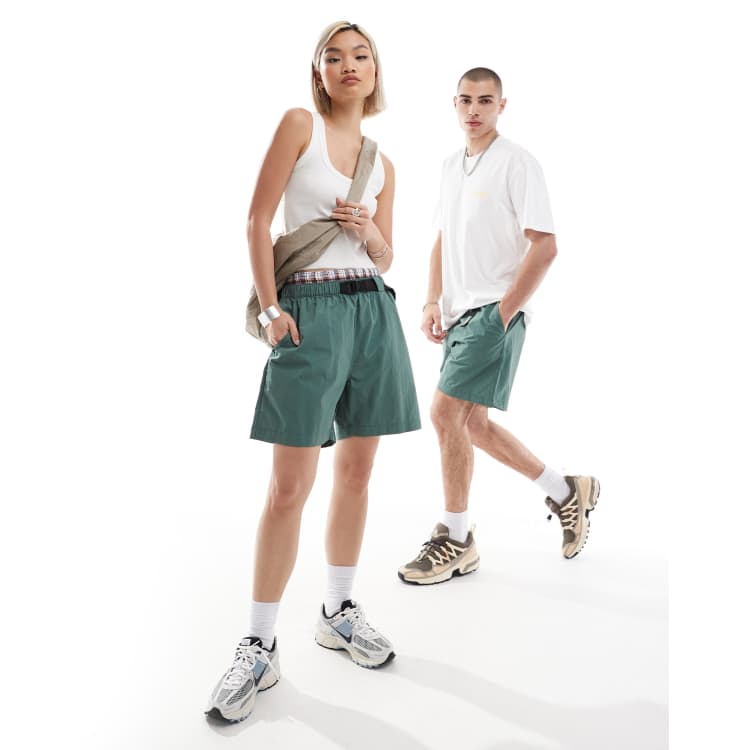 Dickies jackson tech nylon tape belt shorts in dark green