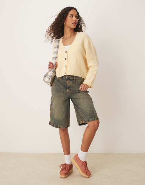 Dickies – Jeans-Carpenter-Jorts in Indigoblau mit verblasster gelber Tönung - view 1