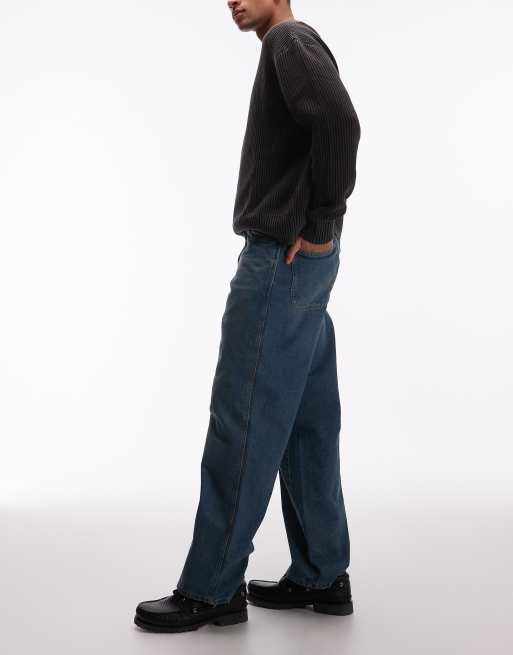 Dickies - Jeans larghi affusolati kaki tinto blu, 3 di 5