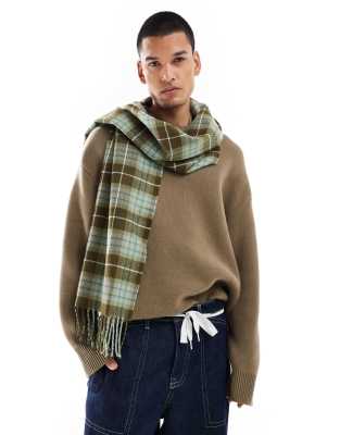 Dickies – Karierter Schal in gebrochenem Weiß und Braun - view 1