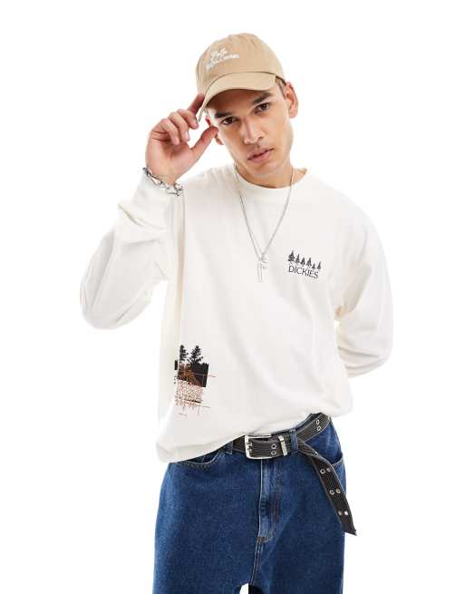 Dickies - Kenbridge - Langærmet T-shirt med print i råhvid, 4 af 4