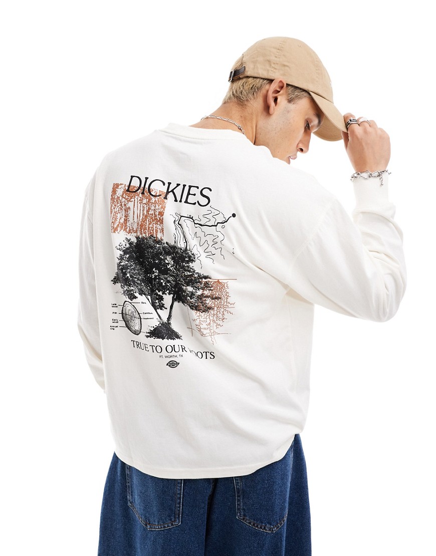 Dickies kenbridge printed long sleeved t-shirt in off white
