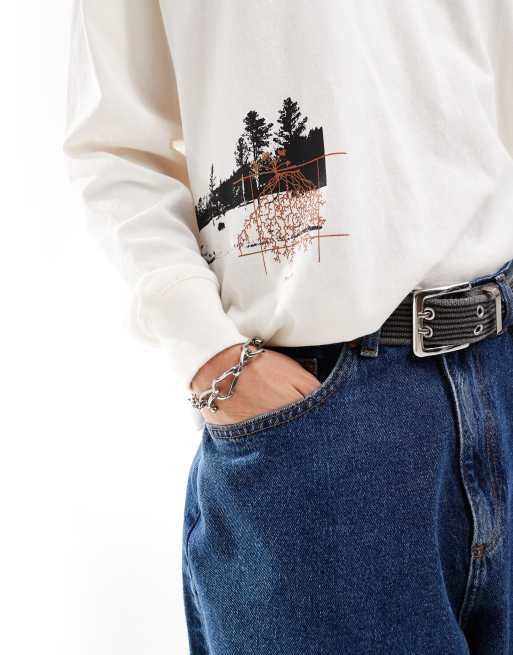 Dickies kenbridge printed long sleeved t-shirt in off white, 3 of 4