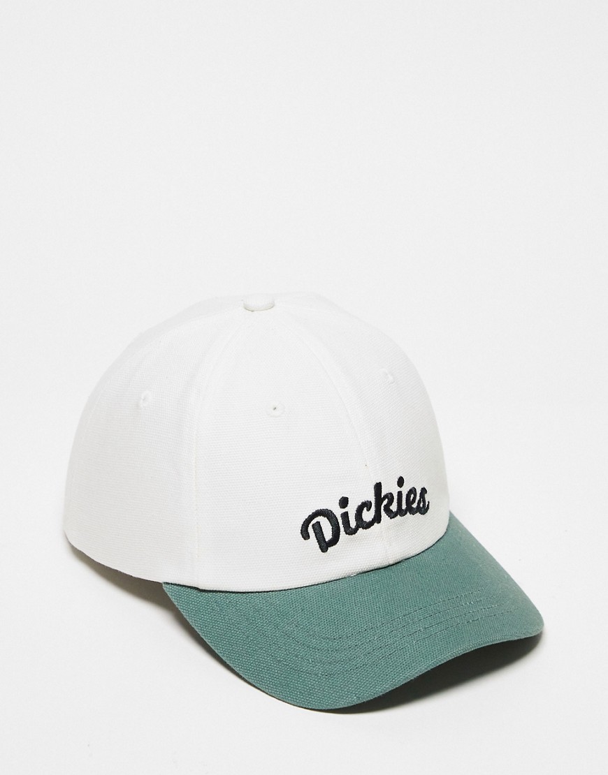 Dickies keysville baseball cap with central logo in off white and green