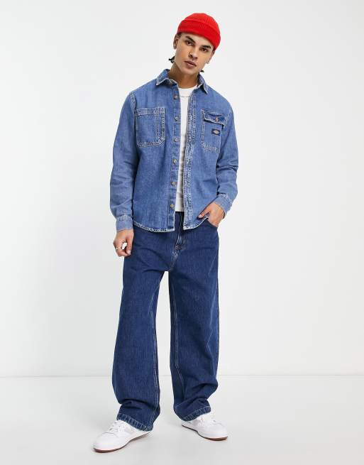 Dickies - Kibler - Camicia a maniche lunghe in denim blu 