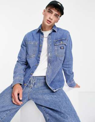 Dickies Kibler long sleeve shirt in denim blue