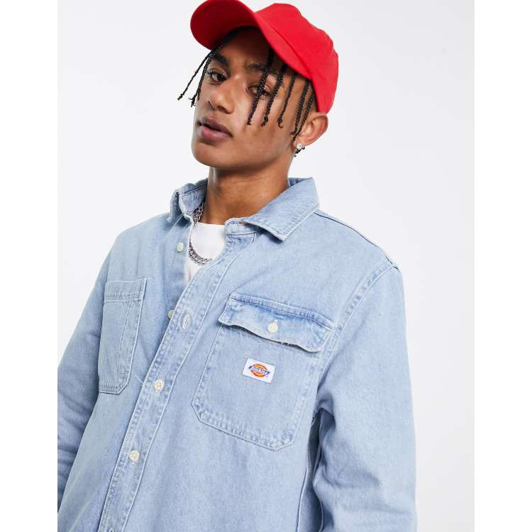 Dickies Kibler long sleeve shirt in light denim blue | ASOS