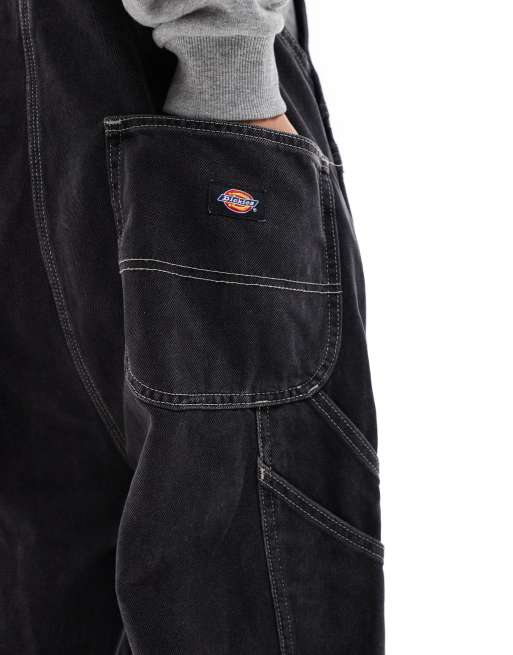 Dickies - Klassieke tuinbroek van denim met wassing in zwart, 4 van 4