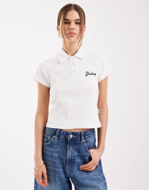 Dickies – Knapp geschnittenes Polohemd in Weiß - view 1