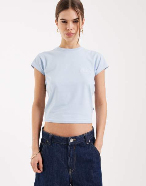 Dickies – Knapp geschnittenes T-Shirt in Blau mit Flügelärmeln - view 1