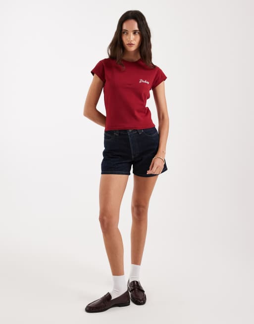 Dickies – Knapp geschnittenes T-Shirt in Burgunderrot mit Flügelärmeln, 2 von 4