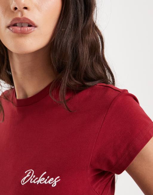 Dickies – Knapp geschnittenes T-Shirt in Burgunderrot mit Flügelärmeln, 3 von 4