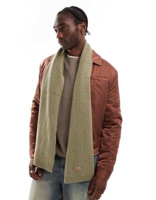 Dickies knitted scarf in khaki green