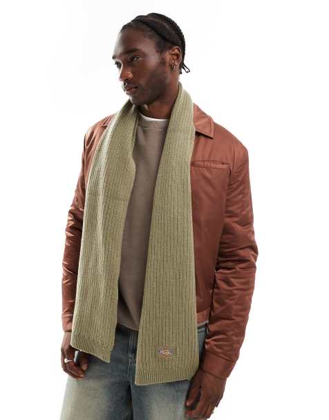 Dickies knitted scarf in khaki green - view 1