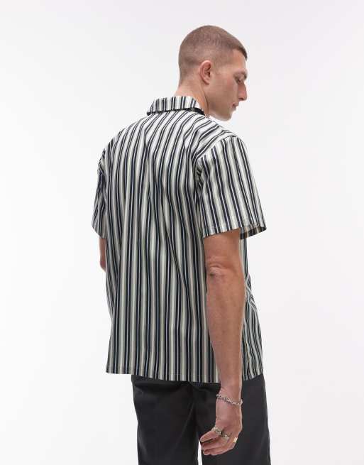Dickies - Kortærmet arbejdsskjorte med multifarvede/grønne striber, 4 af 4