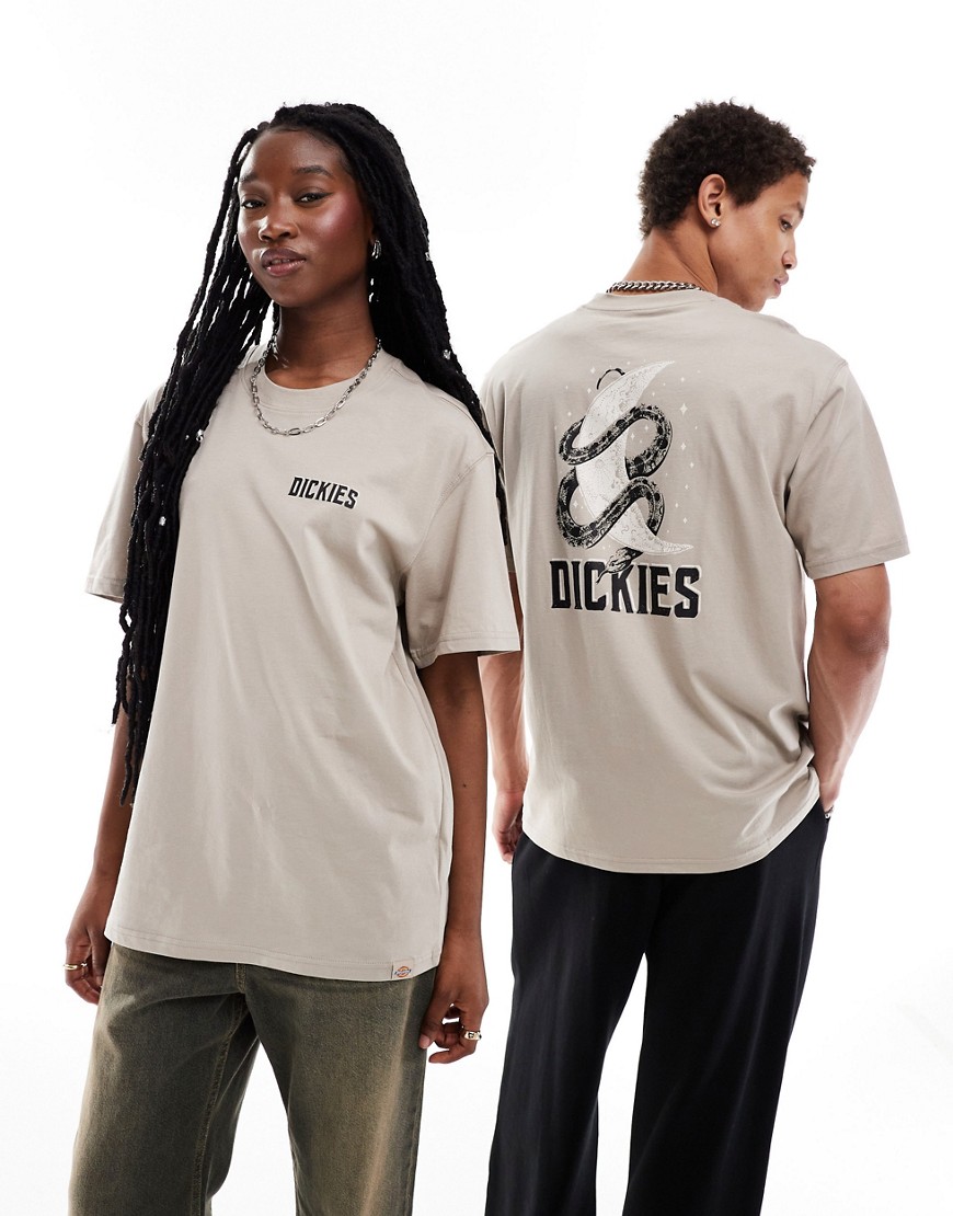 Dickies lake oswego short sleeve back print t-shirt in sand- exlcusive to asos-Neutral