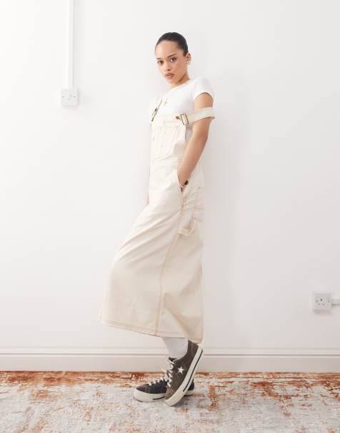 Dickies - Lang offwhite overalls-denimkjole - view 1