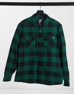 Dickies Lansdale relaxed fit overshirt in green check (21271214)